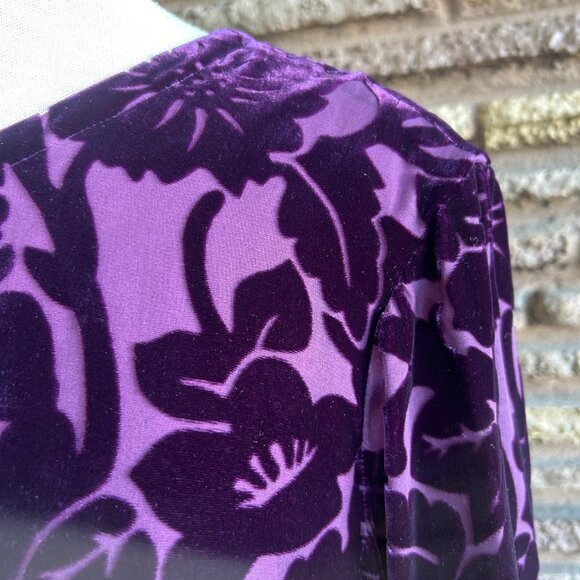 Silk Lore Beth Terrell Purple Velvet Burnout Floral Tunic Top Size 1X - Picture 4 of 7